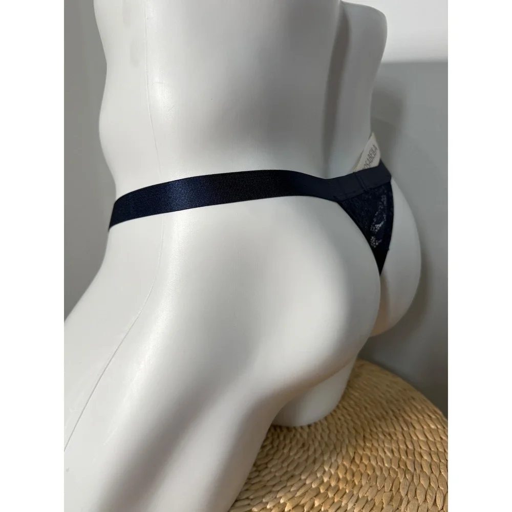 Designer Navy Blue Lace Thong‎ by Cosabella S